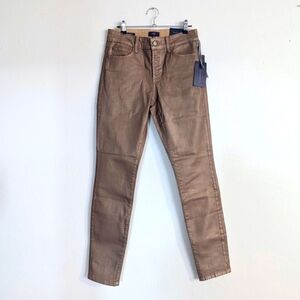 NEW NYDJ Ami High Waist Ankle Skinny Metallic Gold 0P